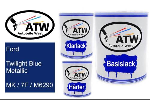 Ford, Twilight Blue Metallic, MK / 7F / M6290: 1L Lackdose + 1L Klarlack + 500ml Härter - Set, von ATW Autoteile West.
